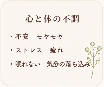 心理カウンセラー　大熊安美（おおくまあみ）　ご相談いただけること　心と体の不調